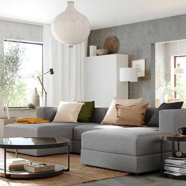Ikea JÄTTEBO - 3.5 seater sofa with chaise-longue, armrests/Tonerud grey ,
