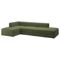JÄTTEBO 3,5-seat mod sofa w chaise longues, Samsala dark yellow-green, 324x71x160 cm