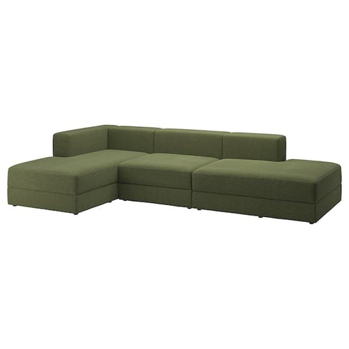 JÄTTEBO - 3.5-seater sofa with chaise longue, Samsala dark yellow-green ,