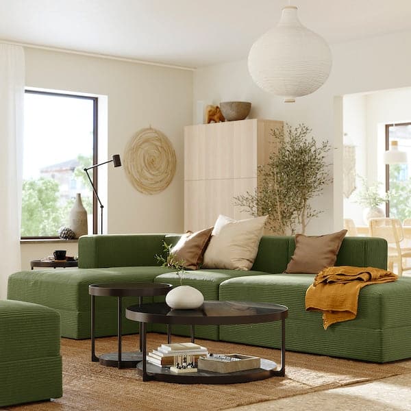 Ikea JÄTTEBO - 3.5-seater sofa with chaise longue, Samsala dark yellow-green ,