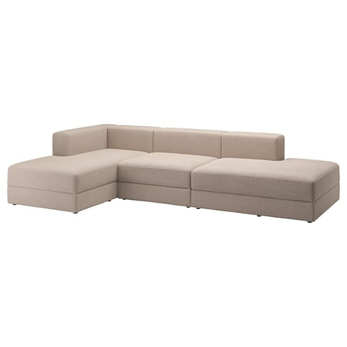 JÄTTEBO - 3.5 seater sofa with chaise-longue, Samsala grey/beige ,