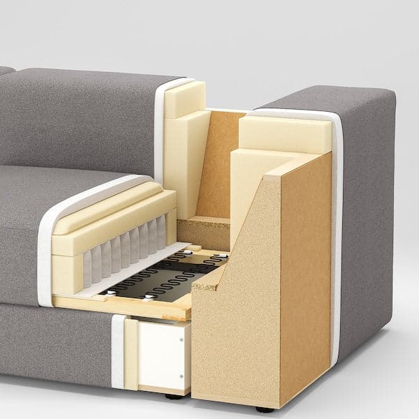 JÄTTEBO - 3.5 seater sofa with chaise-longue, Tonerud grey , - best price from Maltashopper.com 79485103