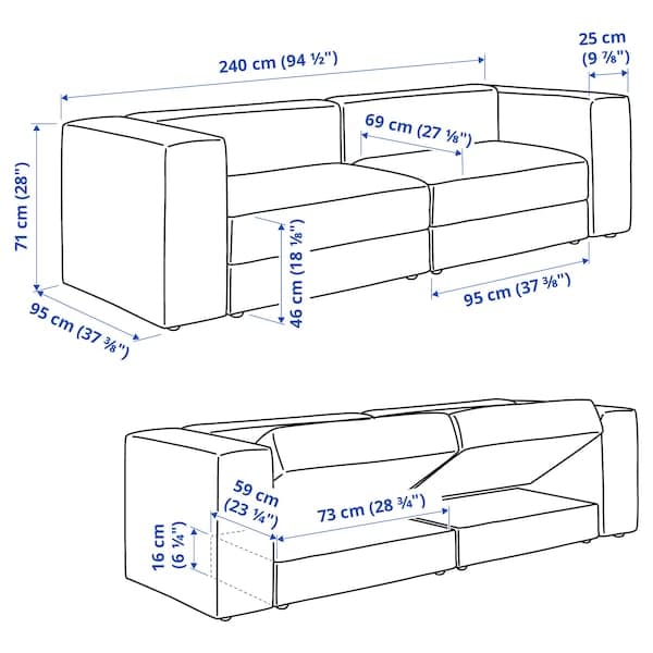 JÄTTEBO - 3-seater modular sofa, Samsala grey / beige , - best price from Maltashopper.com 49485133