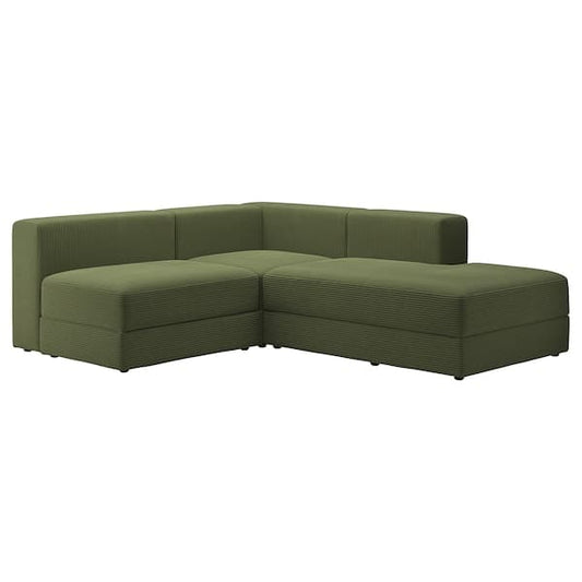 JÄTTEBO - 2.5 seater ang sofa/chaise-longue, right/Samsala dark yellow-green , - best price from Maltashopper.com 49485190