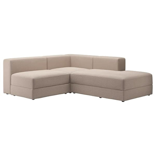 JÄTTEBO - 2.5 seater ang sofa/chaise-longue, right/Samsala grey/beige ,