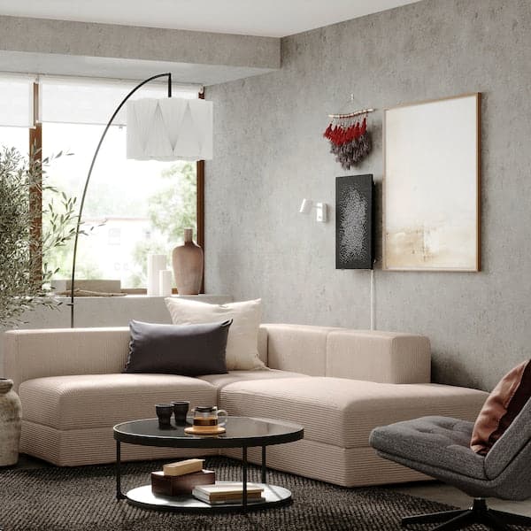 JÄTTEBO - 2.5 seater ang sofa/chaise-longue, right/Samsala grey/beige , - best price from Maltashopper.com 39485181