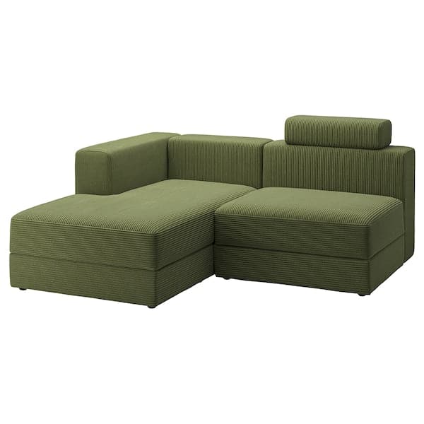 Ikea JÄTTEBO - 2.5 seater comp sofa/chaise-longue, left with headrest/Samsala dark yellow-green ,