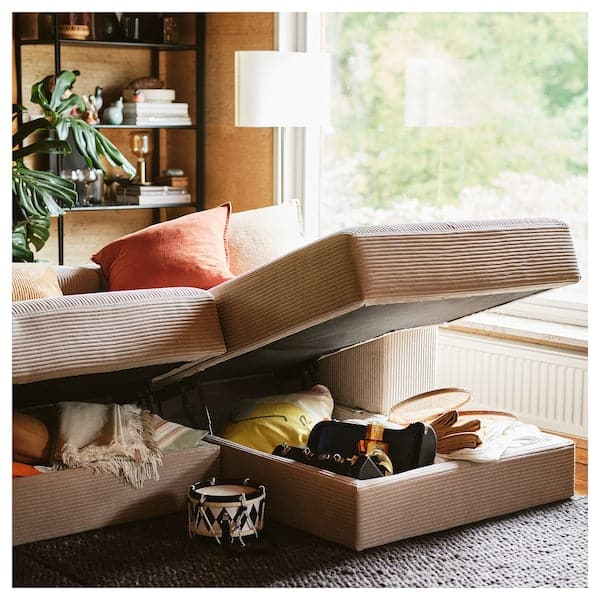 JÄTTEBO - 2.5 seater comp sofa/chaise-longue, left with headrest/Samsala grey/beige , - best price from Maltashopper.com 79490091