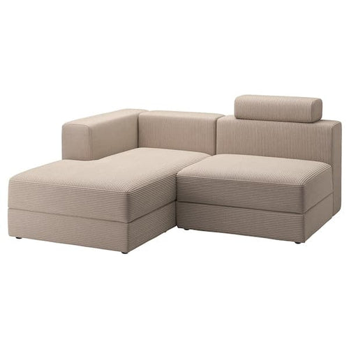 JÄTTEBO - 2.5 seater comp sofa/chaise-longue, left with headrest/Samsala grey/beige ,