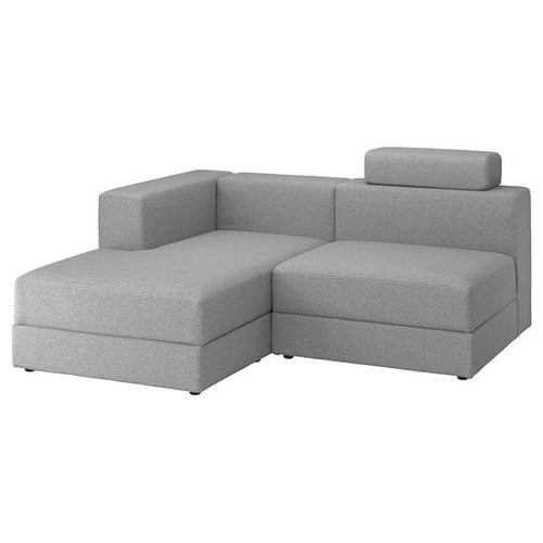 JÄTTEBO - 2.5 seater comp sofa/chaise-longue, left with headrest/Tonerud grey ,