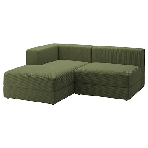 JÄTTEBO - 2.5-seater comp sofa / chaise longue, left / Samsala dark yellow-green ,