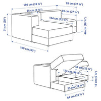 JÄTTEBO - 2.5-seater comp sofa / chaise longue, left / Tonerud gray , - best price from Maltashopper.com 39471358