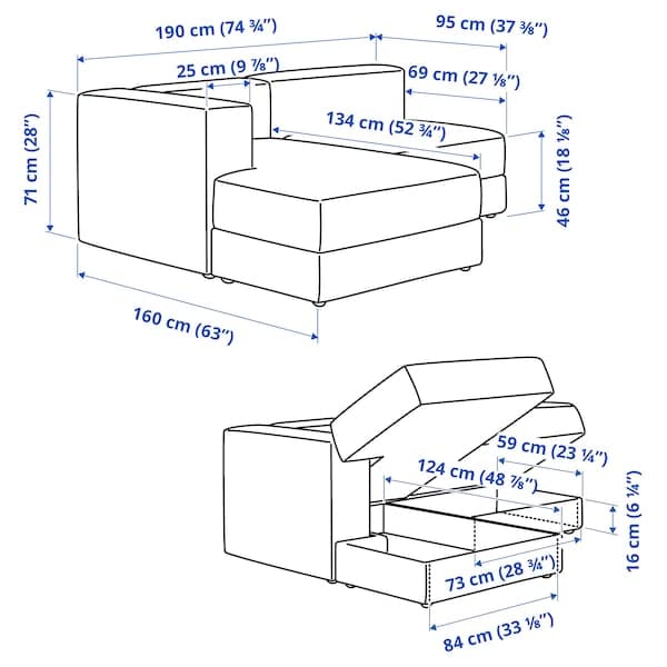 JÄTTEBO - 2.5-seater comp sofa / chaise longue, left / Tonerud gray , - best price from Maltashopper.com 39471358
