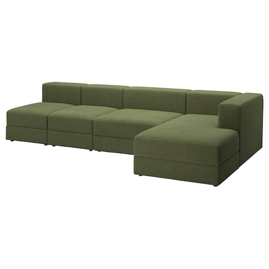 Ikea JÄTTEBO - 4.5 seater comp sofa/chaise-longue, right/Samsala dark yellow-green ,