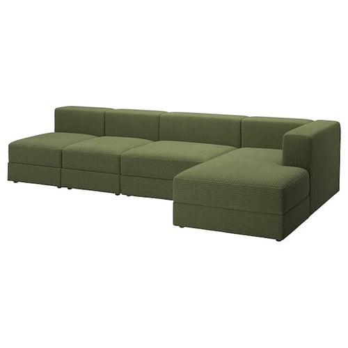 JÄTTEBO - 4.5 seater comp sofa/chaise-longue, right/Samsala dark yellow-green ,