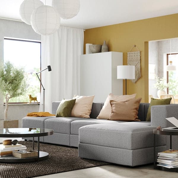 Ikea JÄTTEBO - Comp 4.5-seater sofa / chaise longue, right / Gray Tonerud ,