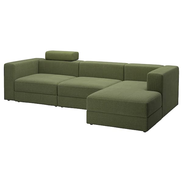 Ikea JÄTTEBO - 4-seater comp sofa/chaise-longue, right with headrest/Samsala dark yellow-green ,