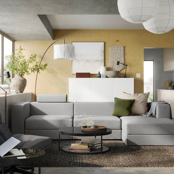 Ikea JÄTTEBO - 4-seater comp sofa/chaise-longue, right with headrest/Tonerud grey ,
