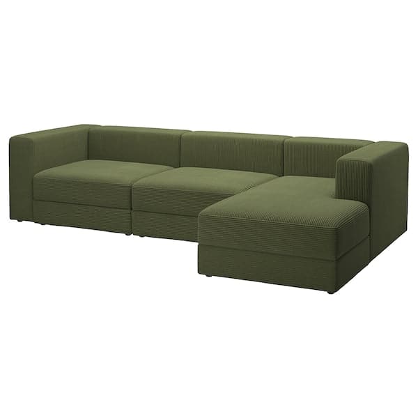 Ikea JÄTTEBO - 4-seater comp sofa/chaise-longue, right/Samsala dark yellow-green ,