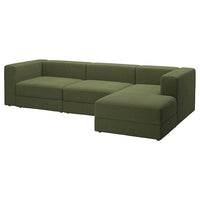 JÄTTEBO - 4-seater comp sofa/chaise-longue, right/Samsala dark yellow-green , - best price from Maltashopper.com 59485199