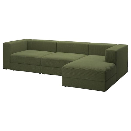 JÄTTEBO - 4-seater comp sofa/chaise-longue, right/Samsala dark yellow-green ,