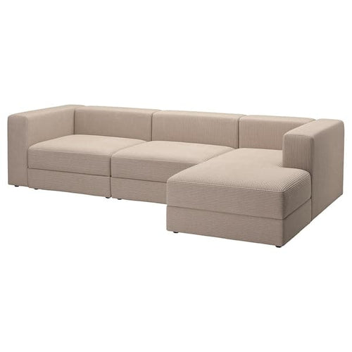 JÄTTEBO - 4-seat comp sofa / chaise longue, right / Samsala gray / beige ,