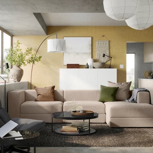 JÄTTEBO - 4-seat comp sofa / chaise longue, right / Samsala gray / beige , - best price from Maltashopper.com 09485205