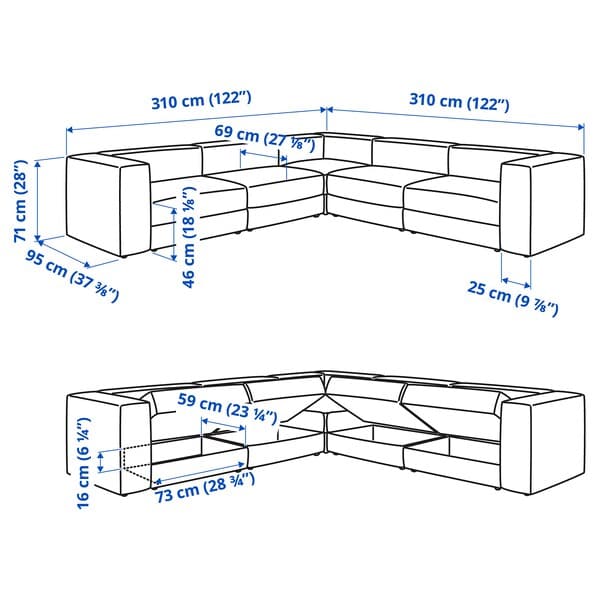 Ikea JÄTTEBO - Modular corner sofa 6 seats, Tonerud gray ,