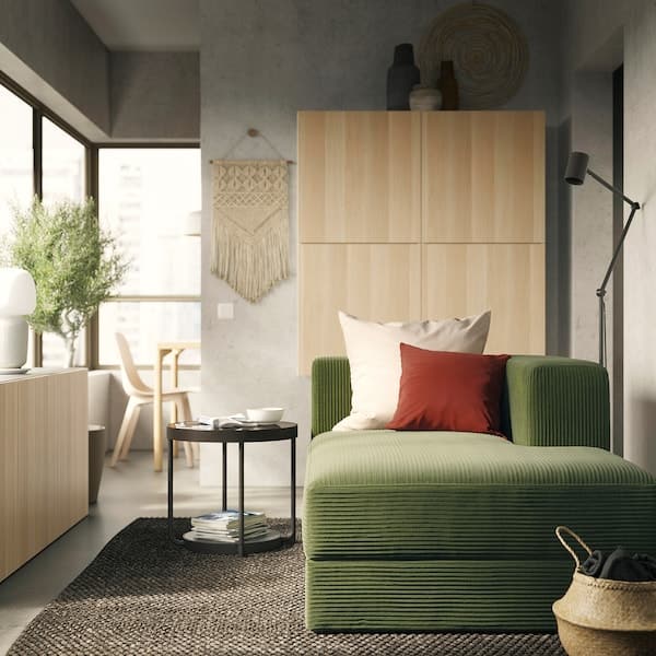 Ikea JÄTTEBO - chaise-longue element right, with armrest/Samsala dark yellow-green ,