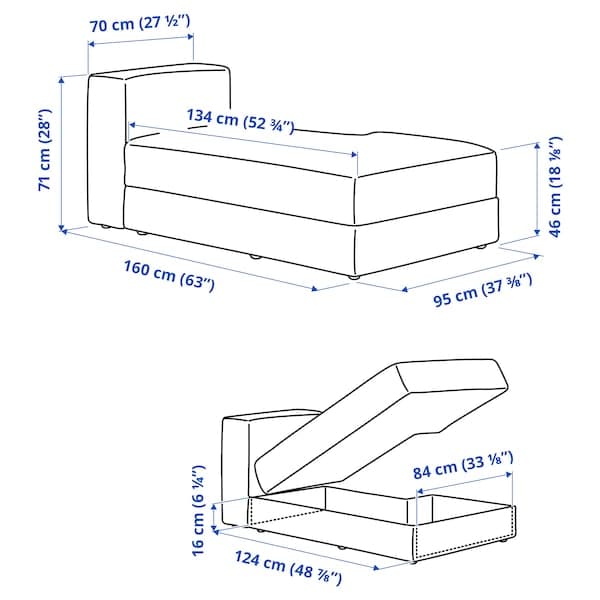 Ikea JÄTTEBO - chaise-longue element right, Tonerud grey ,