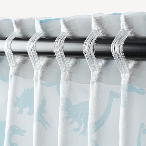 JÄTTELIK Curtains with bracelet, 1 pair - white/blue dinosaur 120x300 cm , - Premium Baby & Toddler from Ikea - Just €19.99! Shop now at Maltashopper.com