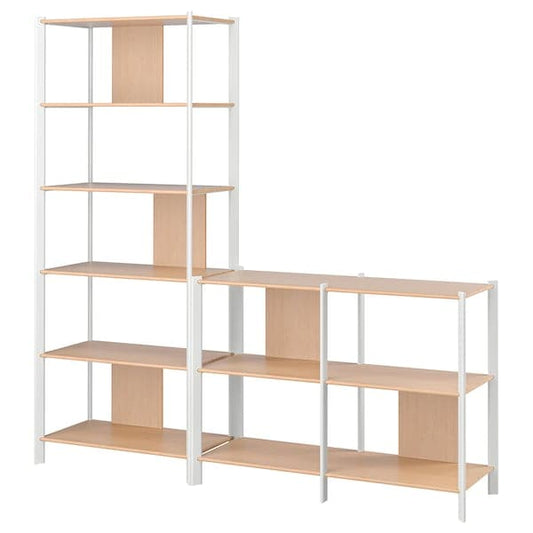 Ikea JÄTTESTA - Storage combination, white/light bamboo, 200x40x195 cm