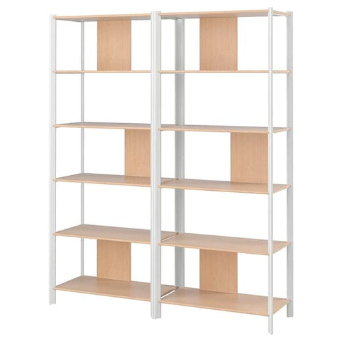 JÄTTESTA - Storage combination, white/light bamboo, 160x40x195 cm