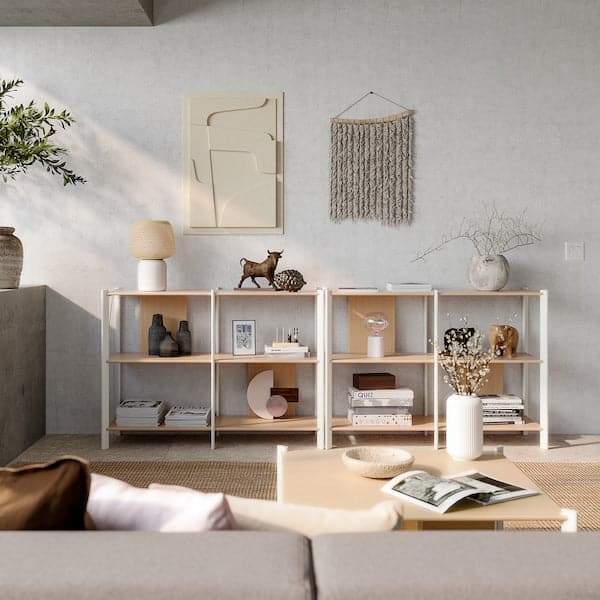 Ikea JÄTTESTA - Storage combination, white/light bamboo, 240x40x85 cm