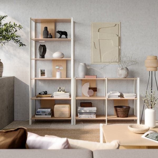Ikea JÄTTESTA - Storage combination, white/light bamboo, 200x40x195 cm