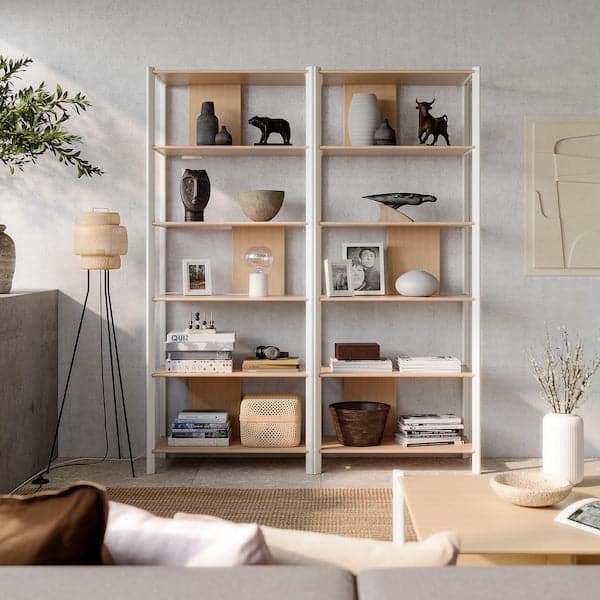 Ikea JÄTTESTA - Storage combination, white/light bamboo, 160x40x195 cm