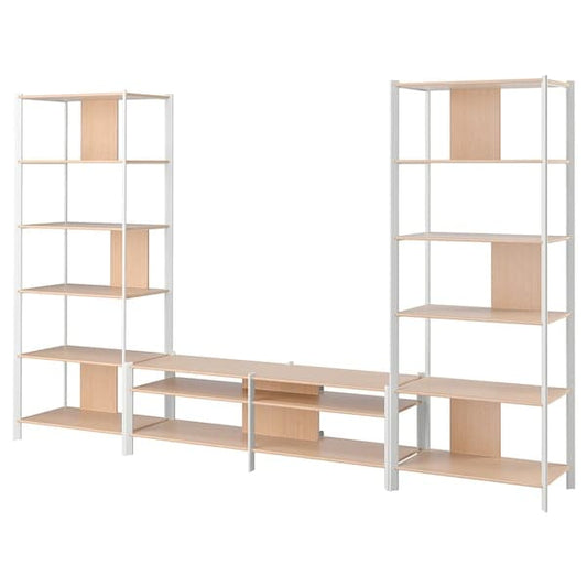 Ikea JÄTTESTA - TV storage combination, white/light bamboo, 320x40x195 cm