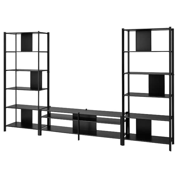 JÄTTESTA - TV storage combination, black, 320x40x195 cm - best price from Maltashopper.com 49494830