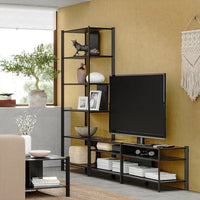 JÄTTESTA - TV storage combination, black, 240x40x195 cm - best price from Maltashopper.com 49494825