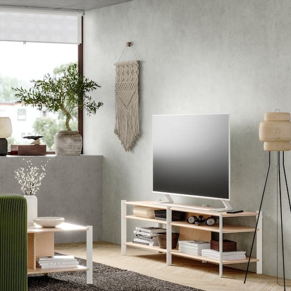 Ikea JÄTTESTA - TV bench, white/light bamboo, 160x40x49 cm