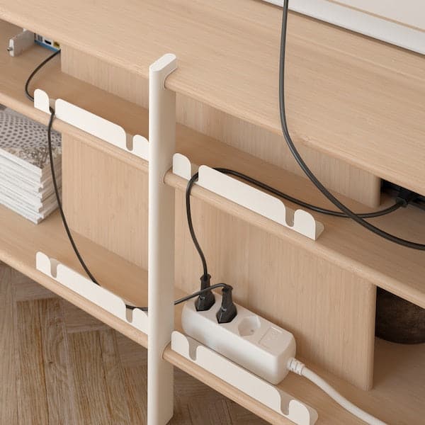 Ikea JÄTTESTA - TV bench, white/light bamboo, 160x40x49 cm