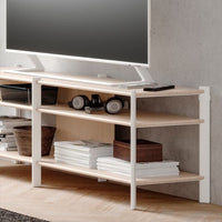 JÄTTESTA - TV bench, white/light bamboo, 160x40x49 cm - best price from Maltashopper.com 50538852