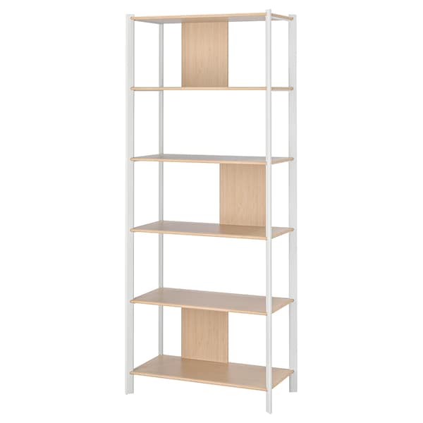 JÄTTESTA - Shelving unit, white/light bamboo, 80x195 cm