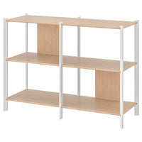 JÄTTESTA shelving unit, white/light bamboo, 120x85 cm