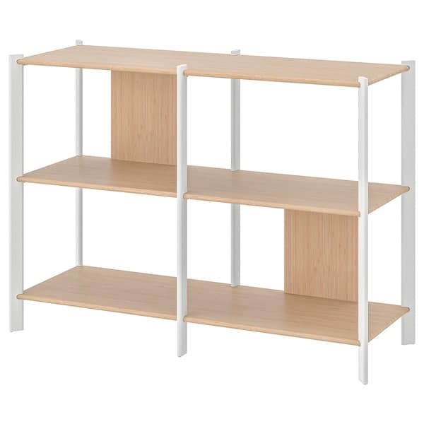 JÄTTESTA - Shelving unit, white/light bamboo, 120x85 cm