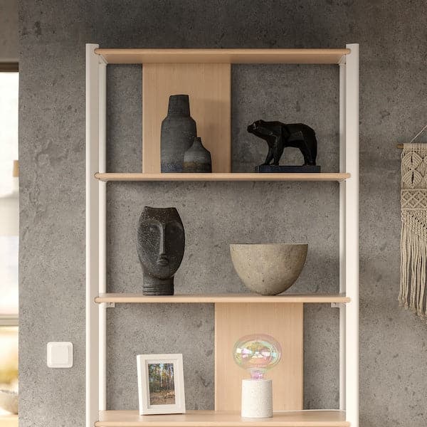 JÄTTESTA - Shelving unit, white/light bamboo, 80x195 cm - best price from Maltashopper.com 10538849