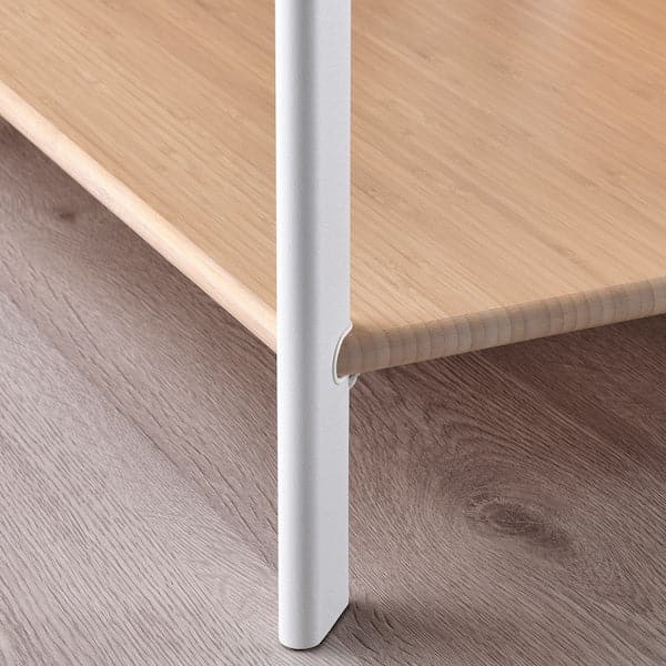JÄTTESTA - Coffee table, white/light bamboo, 80x80 cm - best price from Maltashopper.com 30538792