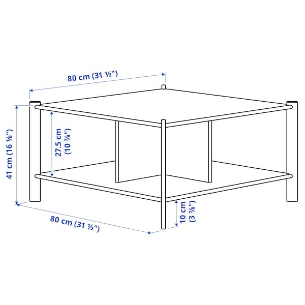 Ikea JÄTTESTA - Coffee table, white/light bamboo, 80x80 cm