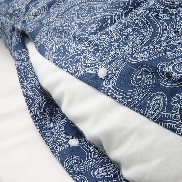 JÄTTEVALLMO - Duvet cover and pillowcase, dark blue/white, 150x200/50x80 cm - best price from Maltashopper.com 80500555