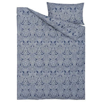JÄTTEVALLMO - Duvet cover and pillowcase, dark blue/white, 150x200/50x80 cm - best price from Maltashopper.com 80500555